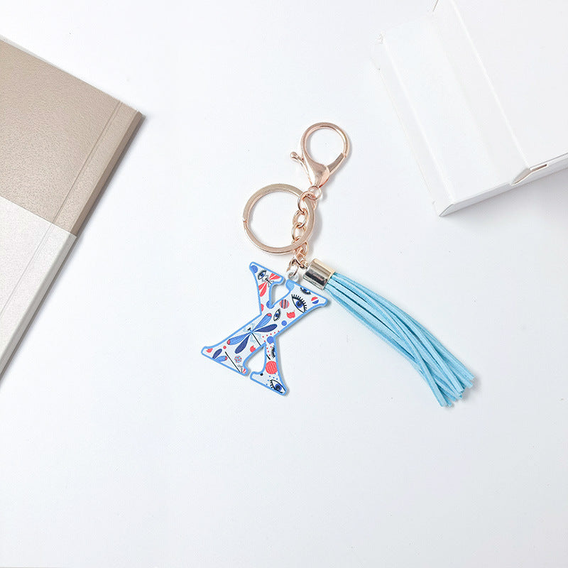 Wholesale Letter Colorful Tassel Zinc Alloy Keychain